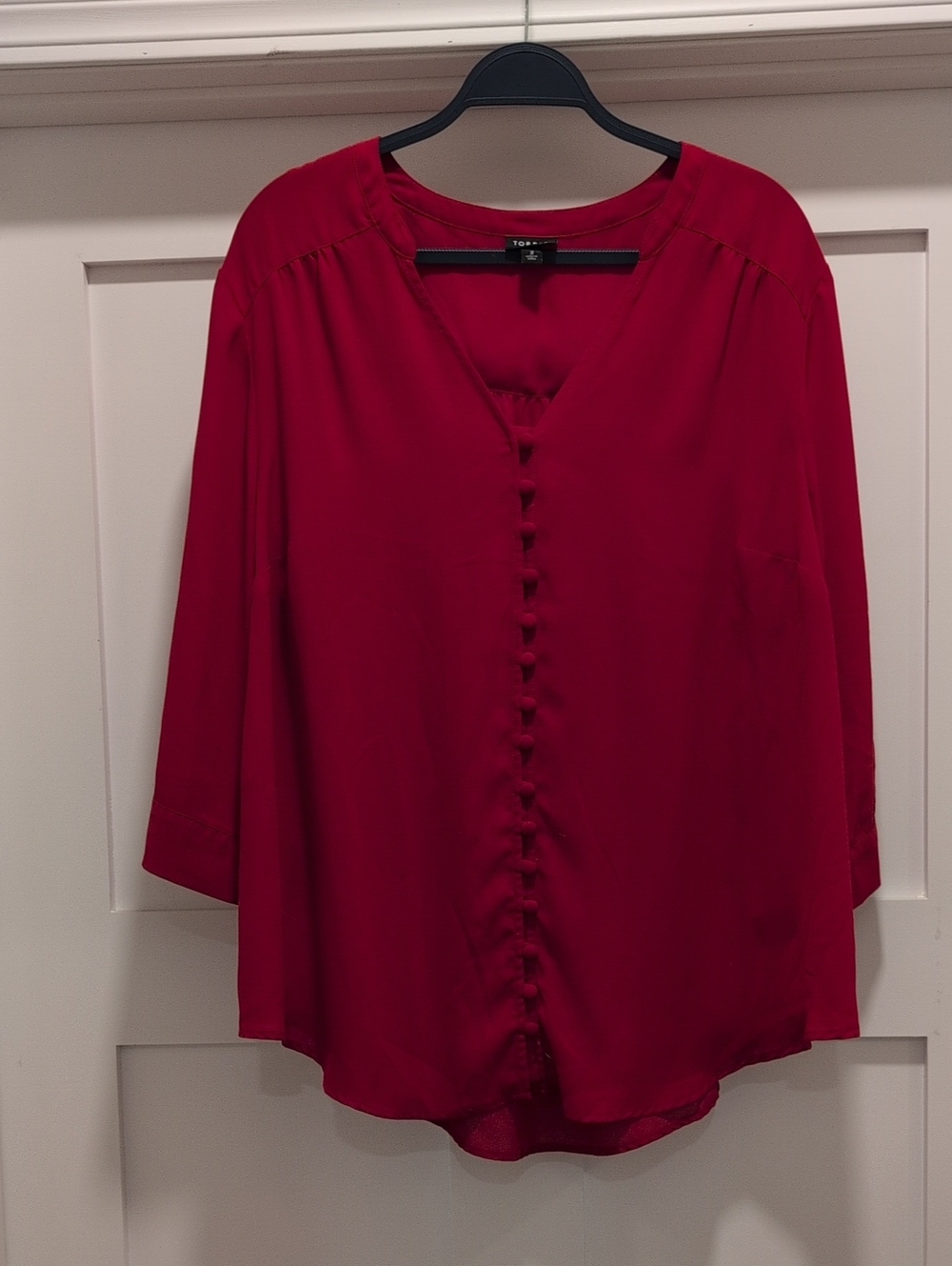 torrid Deep Red Button-Front V-Neck Blouse